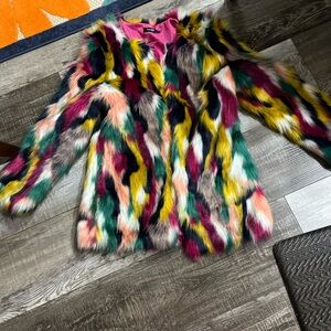 Colorful Faux Fur Coat
